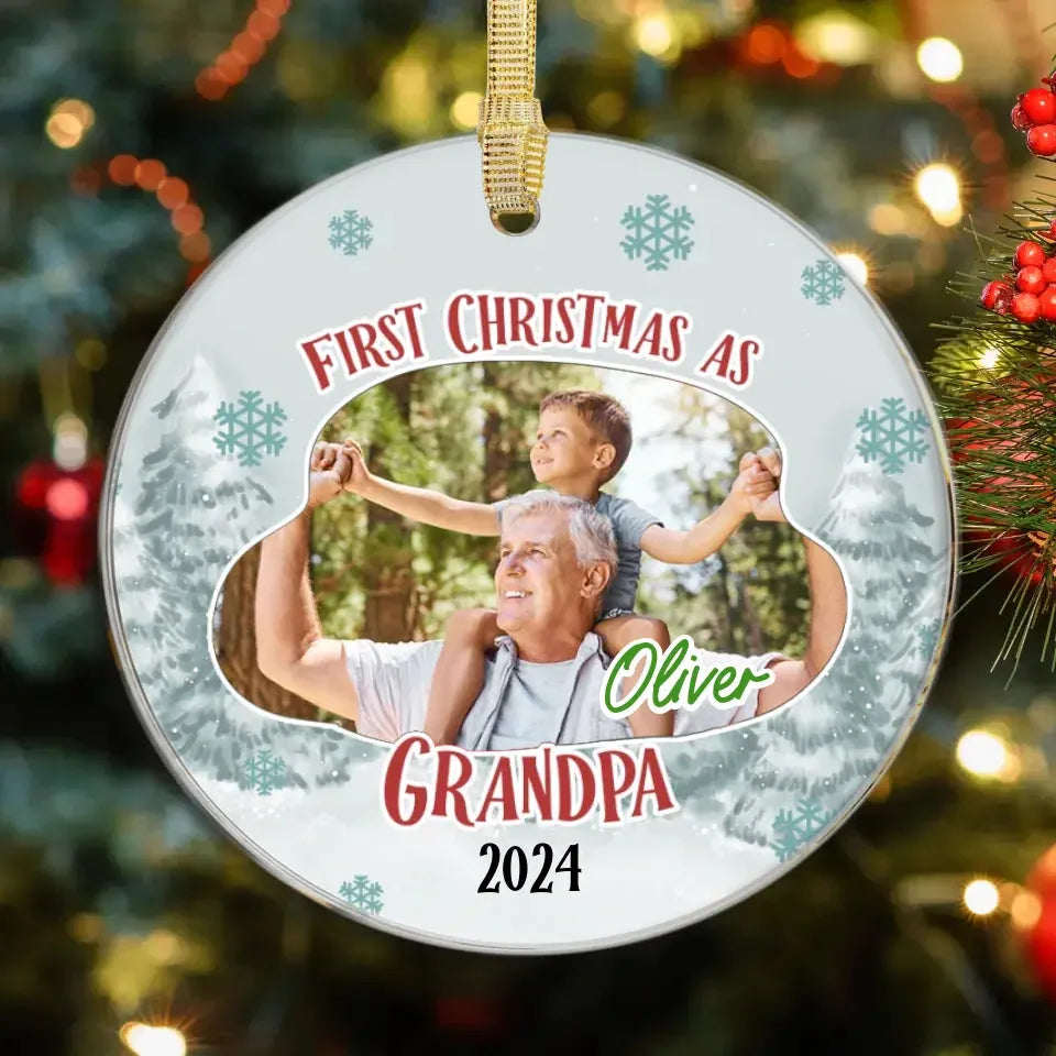 First Christmas As Grandpa - Personalized Gift For Grandpa - Ornament