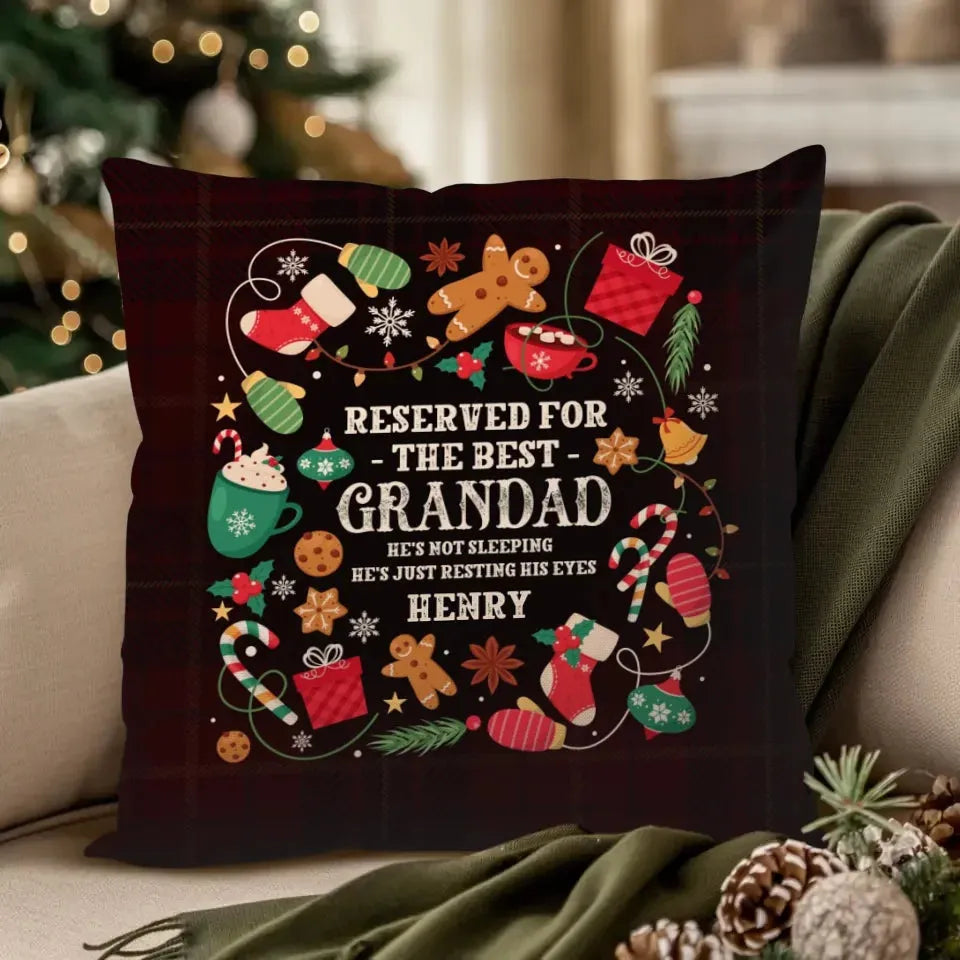 Reserved For The Best Grandad, He's Just Resting His Eyes - Personalized Gifts For Grandpa - Pillow