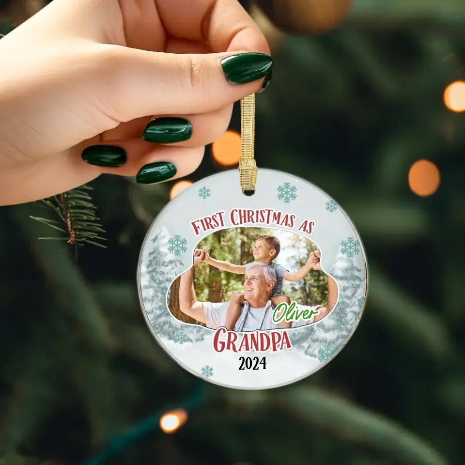 First Christmas As Grandpa - Personalized Gift For Grandpa - Ornament