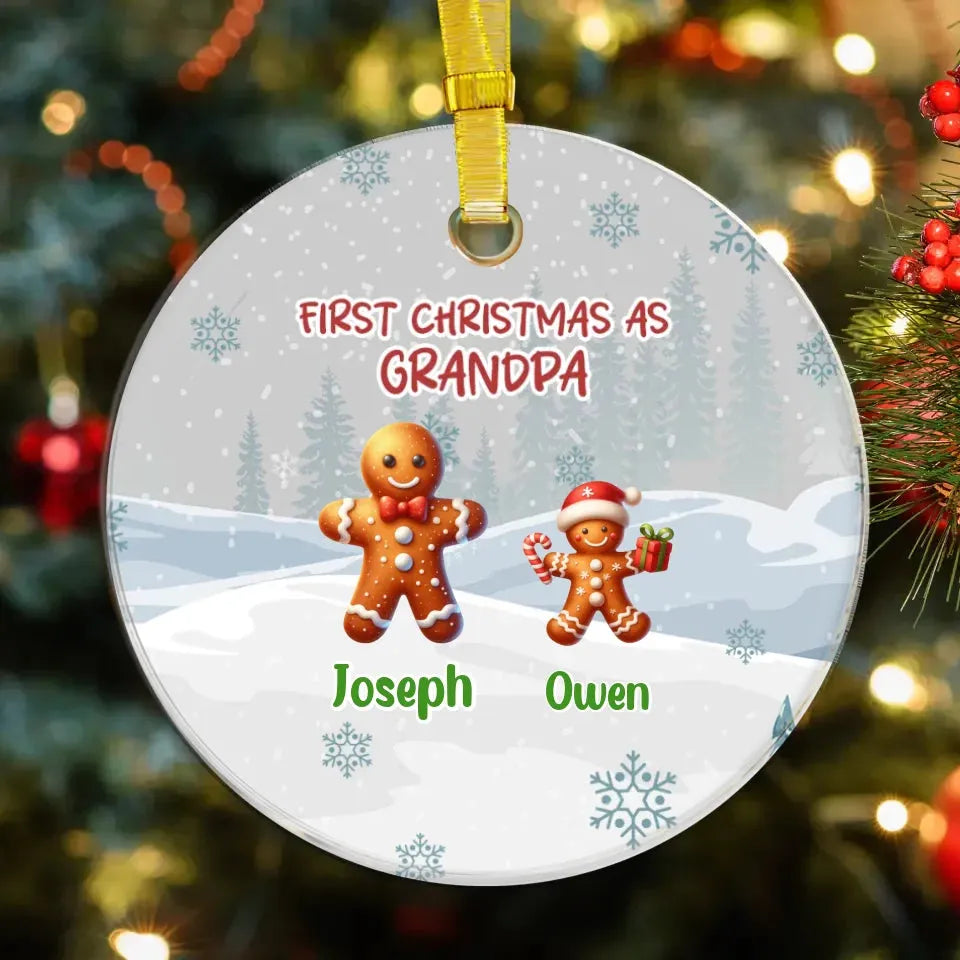 First Christmas As Grandpa With Gingerbread - Personalized Gift For Grandpa - Ornament