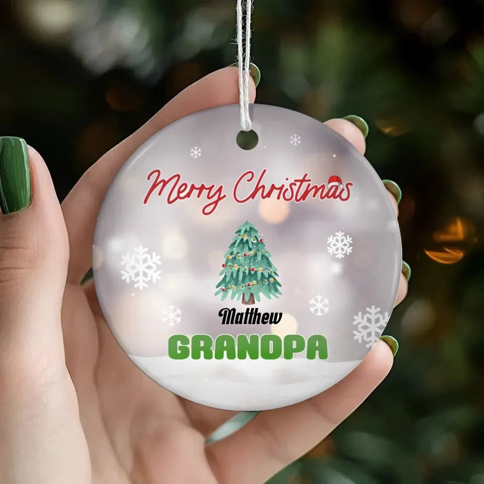 Merry Christmas Grandpa With Christmas Tree - Personalized Gift For Grandpa - Ornament