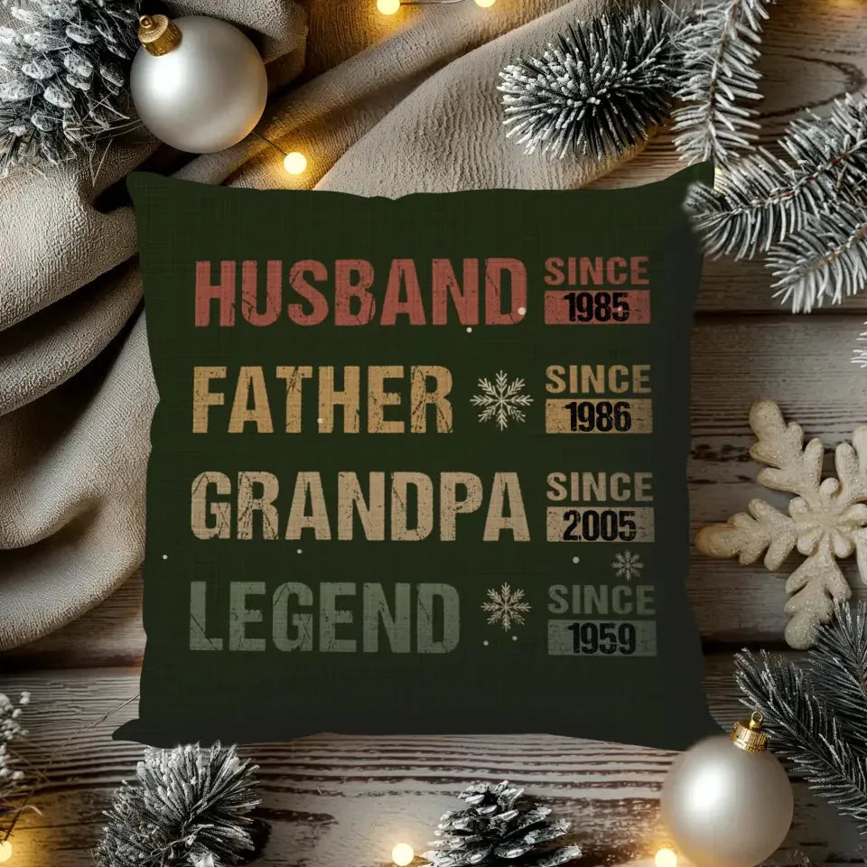 From Husband To Father, Then Grandpa, A Legend Since Then - Personalized Gifts For Grandpa - Pillow