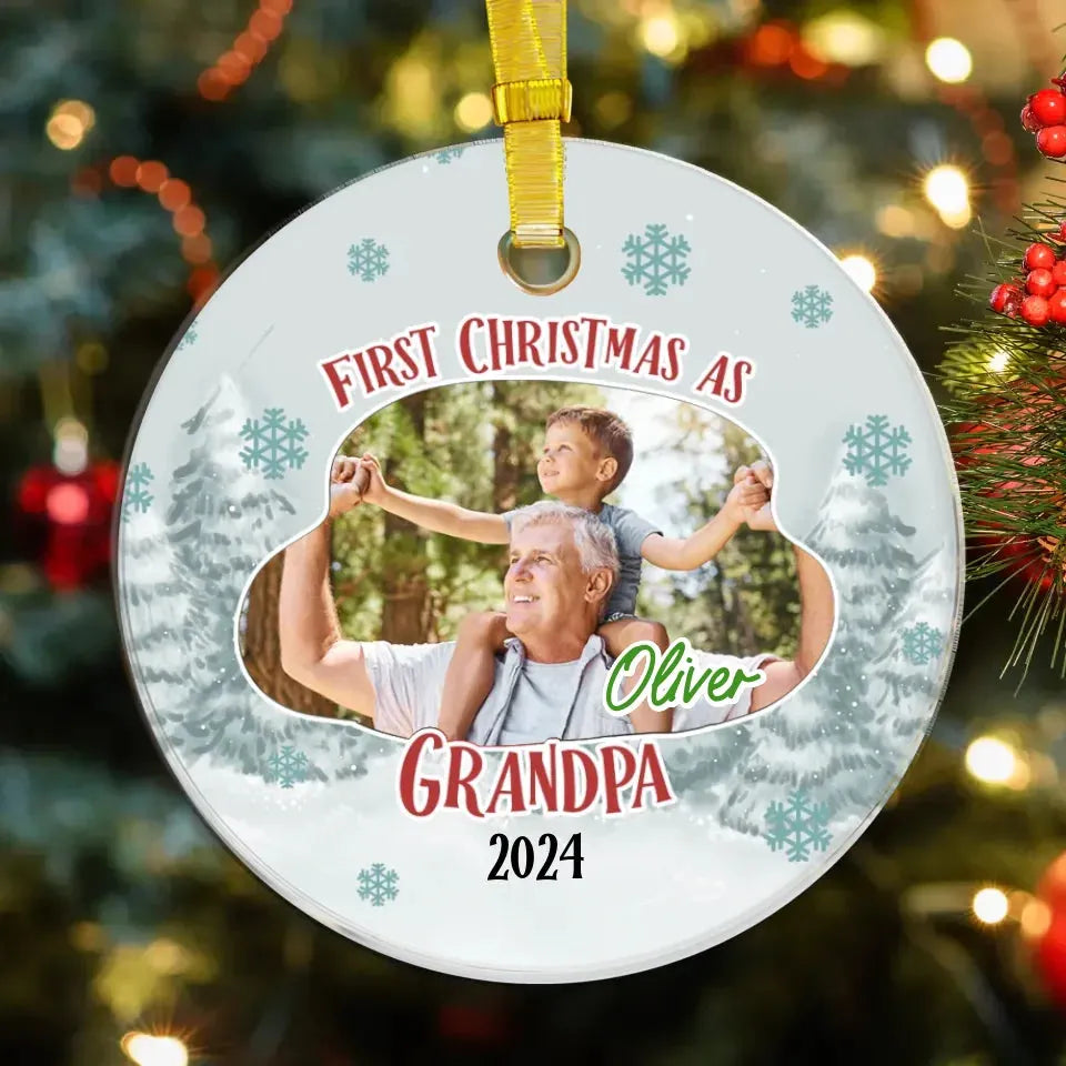 First Christmas As Grandpa - Personalized Gift For Grandpa - Ornament