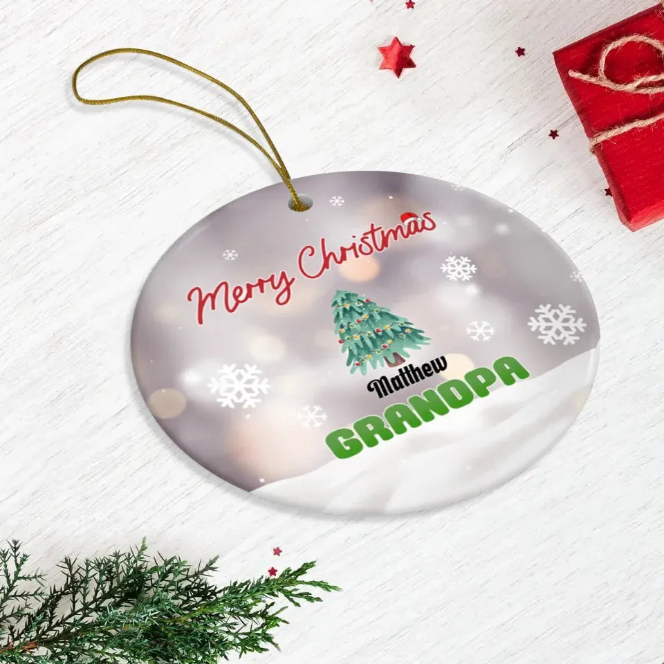 Merry Christmas Grandpa With Christmas Tree - Personalized Gift For Grandpa - Ornament