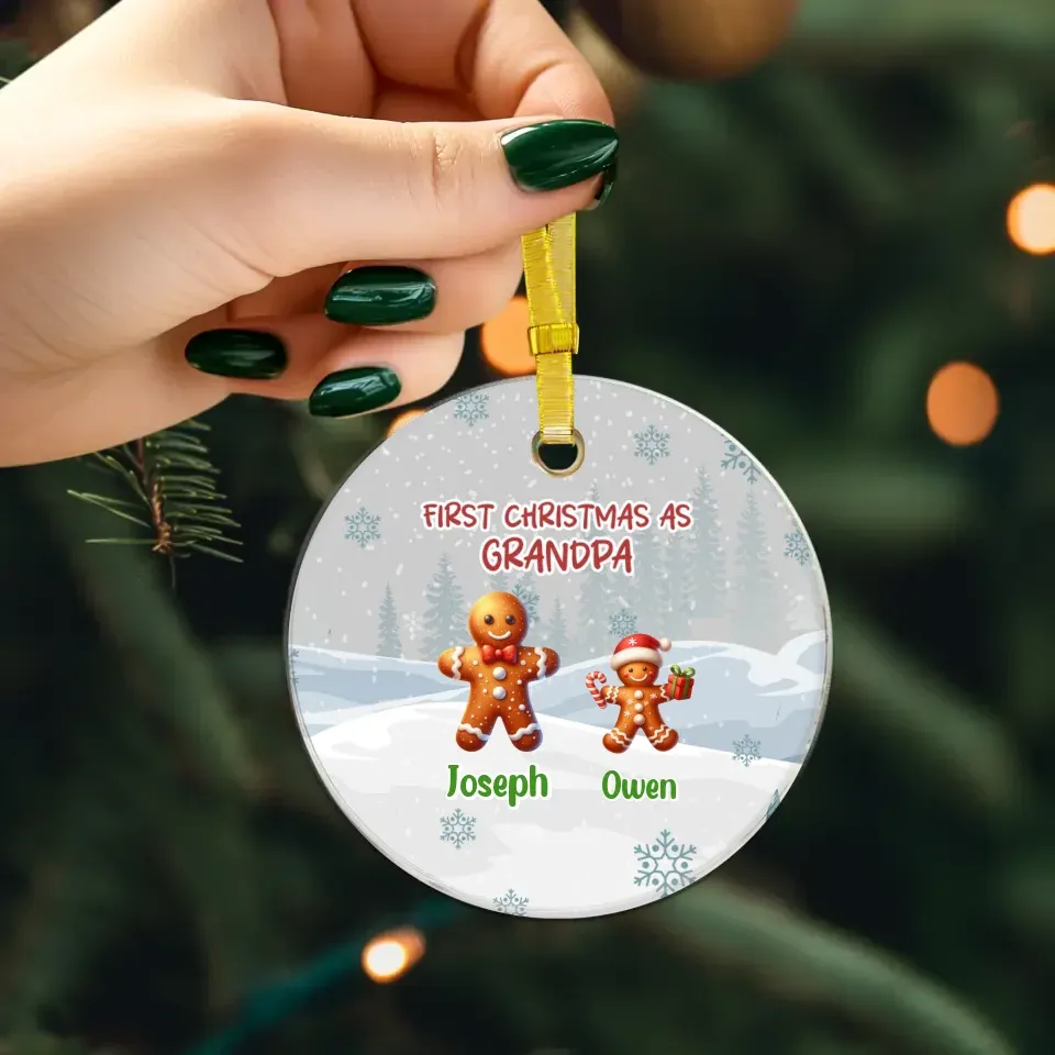 First Christmas As Grandpa With Gingerbread - Personalized Gift For Grandpa - Ornament