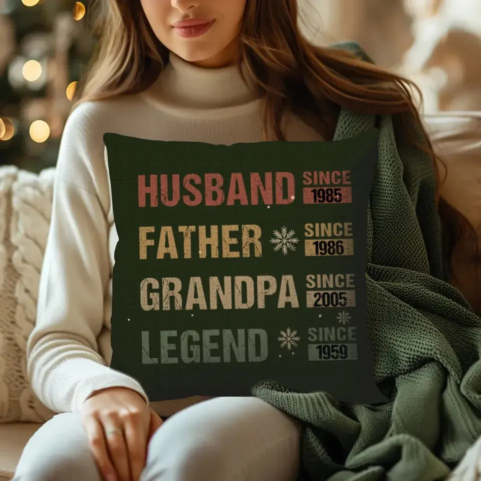 From Husband To Father, Then Grandpa, A Legend Since Then - Personalized Gifts For Grandpa - Pillow