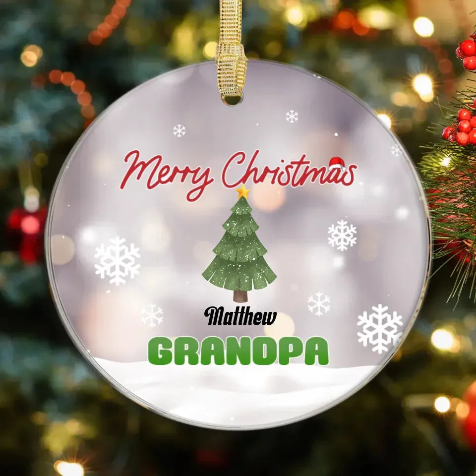 Merry Christmas Grandpa With Christmas Tree - Personalized Gift For Grandpa - Ornament