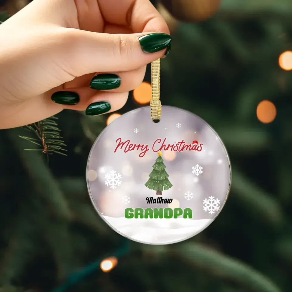 Merry Christmas Grandpa With Christmas Tree - Personalized Gift For Grandpa - Ornament