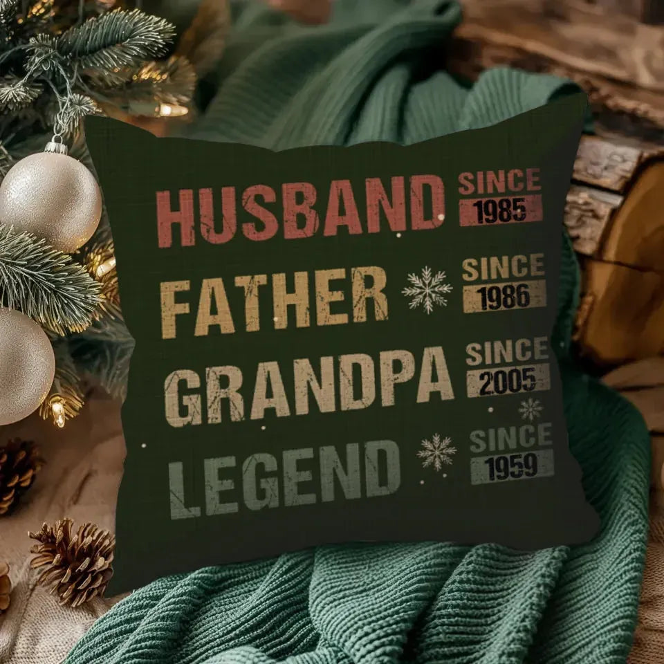 From Husband To Father, Then Grandpa, A Legend Since Then - Personalized Gifts For Grandpa - Pillow