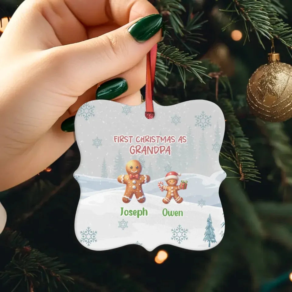 First Christmas As Grandpa With Gingerbread - Personalized Gift For Grandpa - Ornament