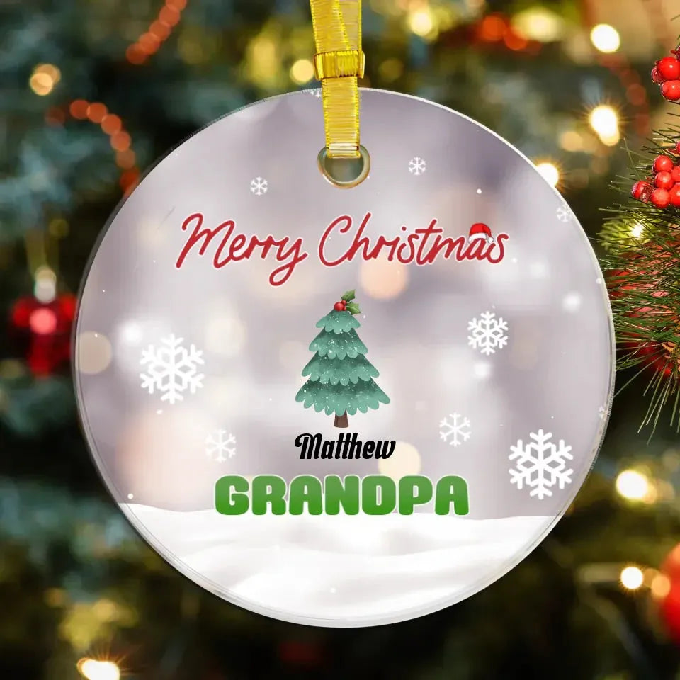 Merry Christmas Grandpa With Christmas Tree - Personalized Gift For Grandpa - Ornament