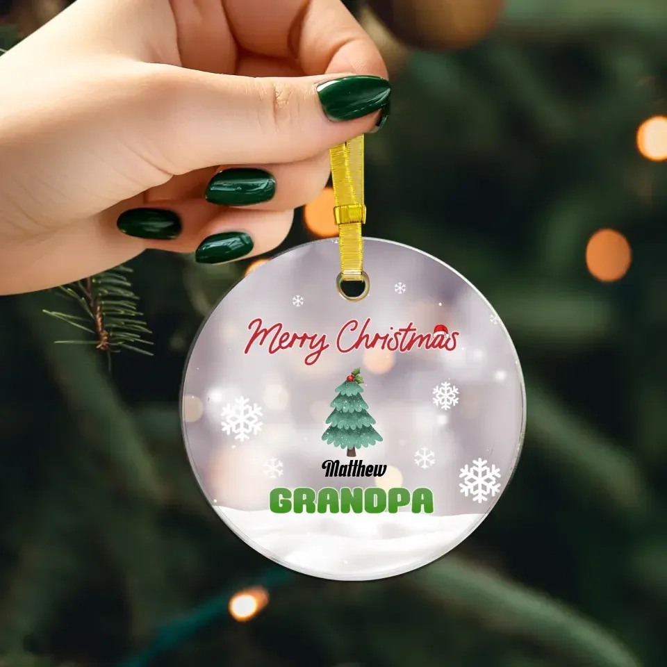 Merry Christmas Grandpa With Christmas Tree - Personalized Gift For Grandpa - Ornament