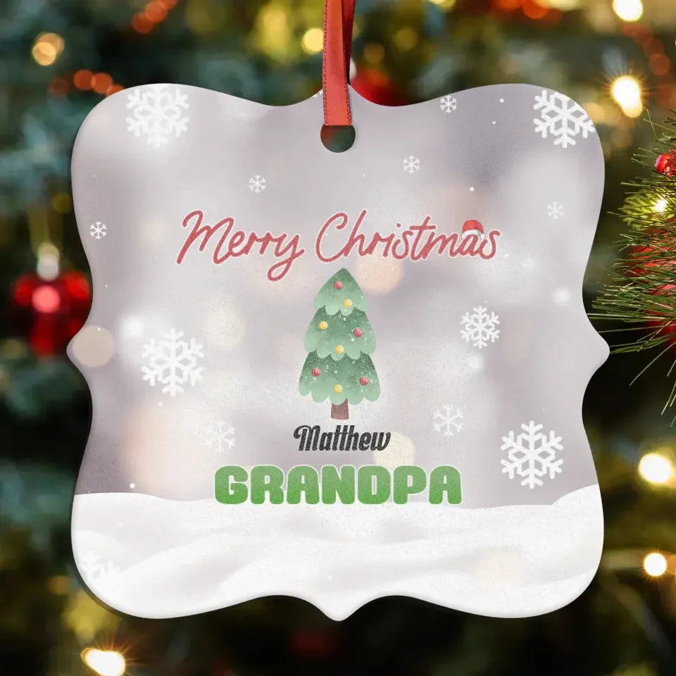 Merry Christmas Grandpa With Christmas Tree - Personalized Gift For Grandpa - Ornament