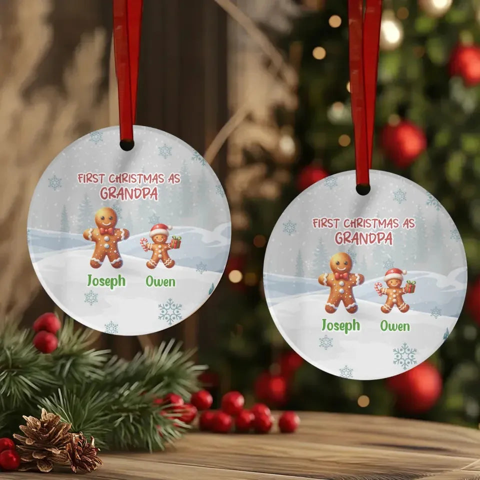 First Christmas As Grandpa With Gingerbread - Personalized Gift For Grandpa - Ornament