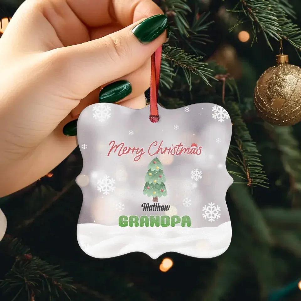 Merry Christmas Grandpa With Christmas Tree - Personalized Gift For Grandpa - Ornament