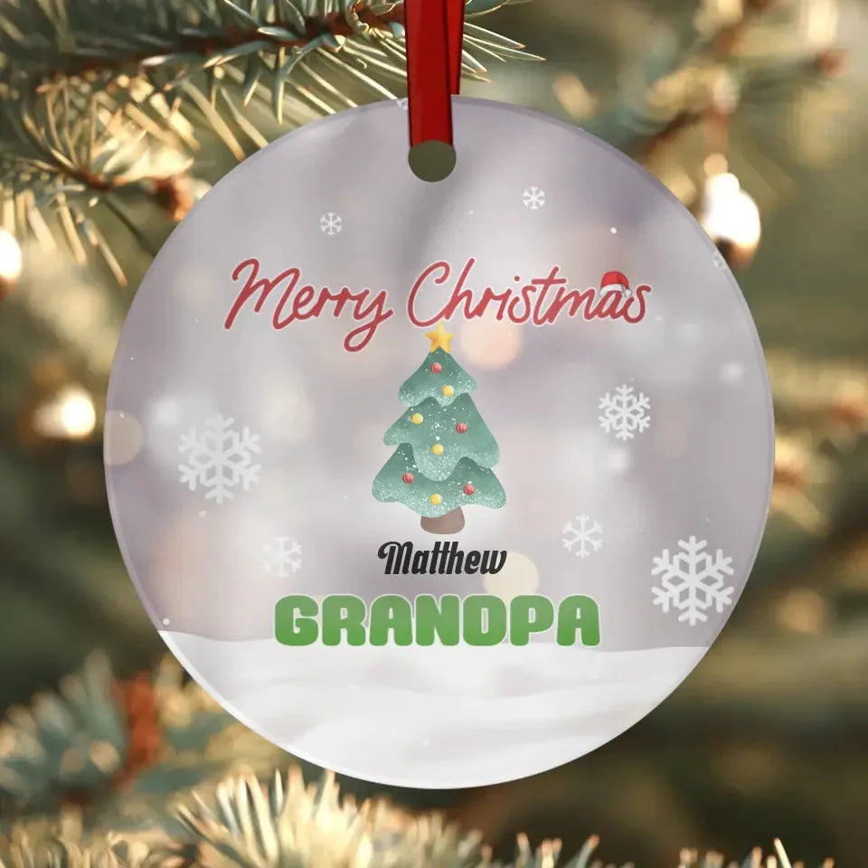 Merry Christmas Grandpa With Christmas Tree - Personalized Gift For Grandpa - Ornament