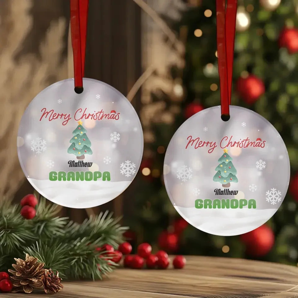 Merry Christmas Grandpa With Christmas Tree - Personalized Gift For Grandpa - Ornament