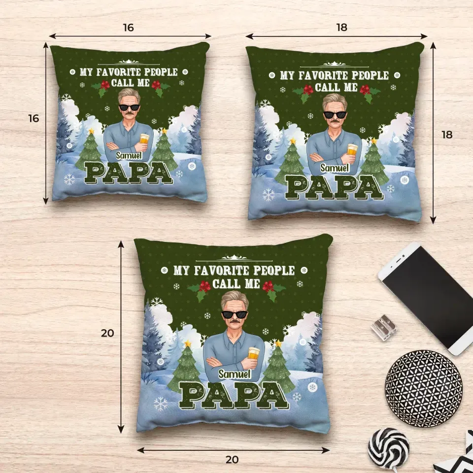 My Favorite People Call Me Grandpa With Snow Background - Personalized Gift For Grandpa - Pillow