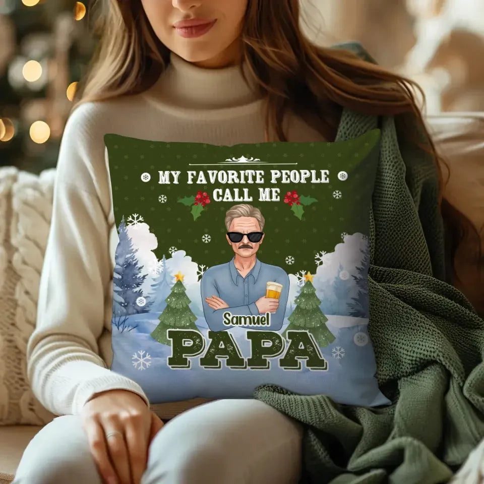 My Favorite People Call Me Grandpa With Snow Background - Personalized Gift For Grandpa - Pillow