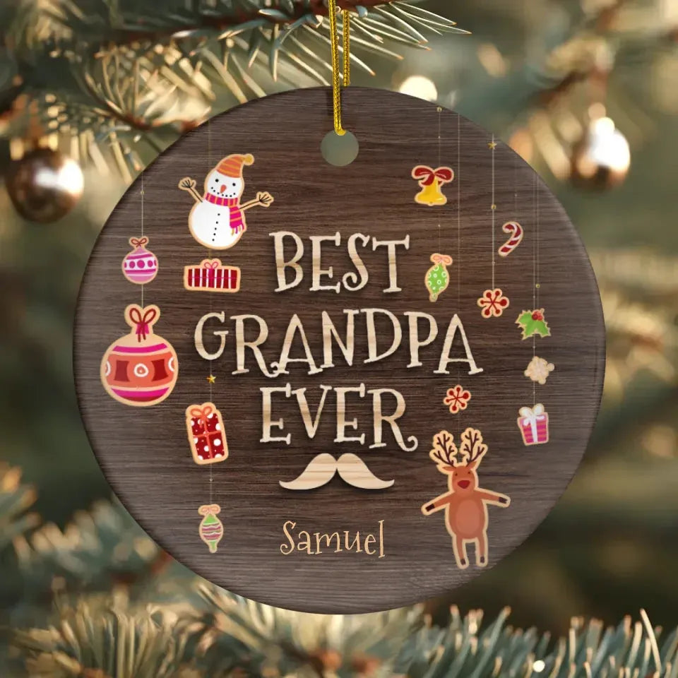 Best Grandpa Ever With Christmas Decoration - Personalized Gift For Grandpa - Ornament