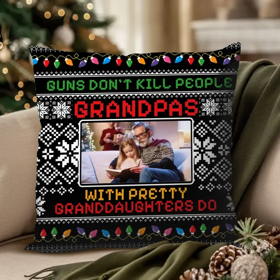 Grandpa With Pretty Granddaughters Do - Personalized Gift For Grandpa - Pillow