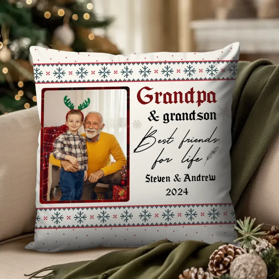 Grandpa And Grandchildren - Personalized Gift For Grandpa - Pillow