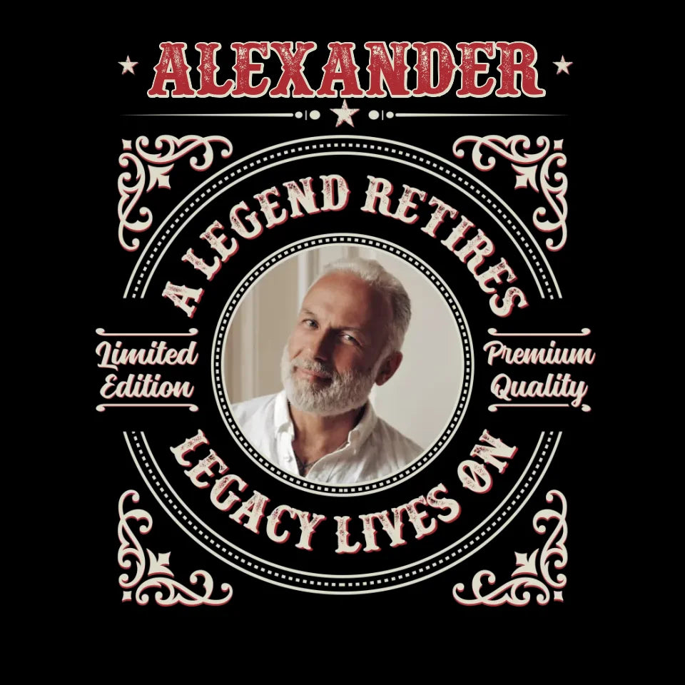 A Legend Retires - Custom Photo - Personalized Gifts For Grandpa - T-Shirt