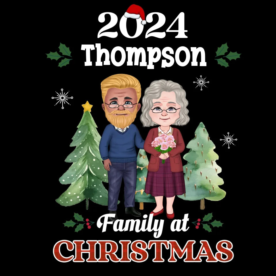 Family At Christmas - Custom Name - Personalized Gift For Couples - Unisex T-Shirt