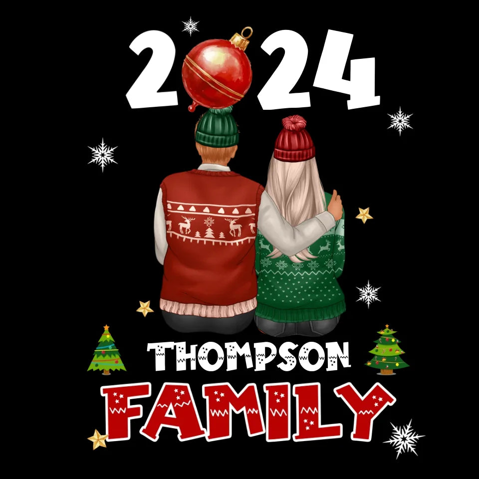 The Family On Christmas - Custom Name - Personalized Gift For Couples - Unisex T-Shirt