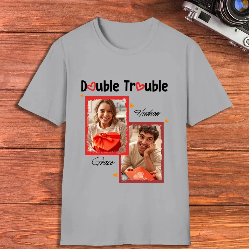 Double Trouble With Frames Photo - Personalized Gifts For Couple - Unisex T-Shirt