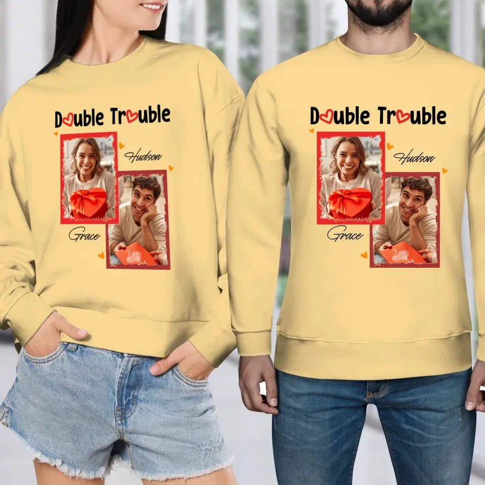 Double Trouble With Frames Photo - Personalized Gifts For Couple - Unisex Sweater