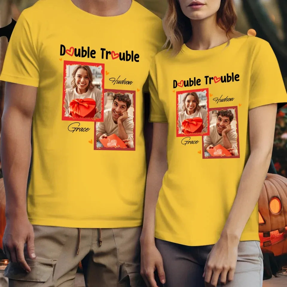 Double Trouble With Frames Photo - Personalized Gifts For Couple - Unisex T-Shirt