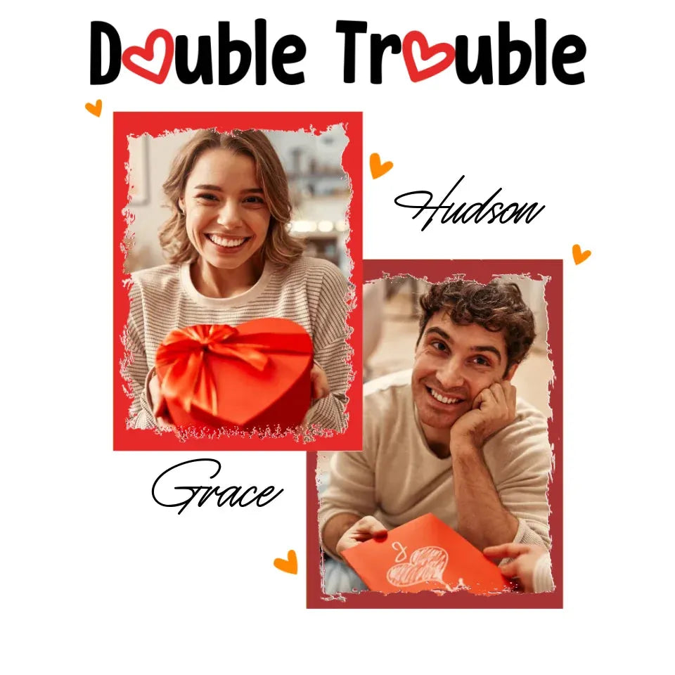 Double Trouble With Frames Photo - Personalized Gifts For Couple - Unisex T-Shirt