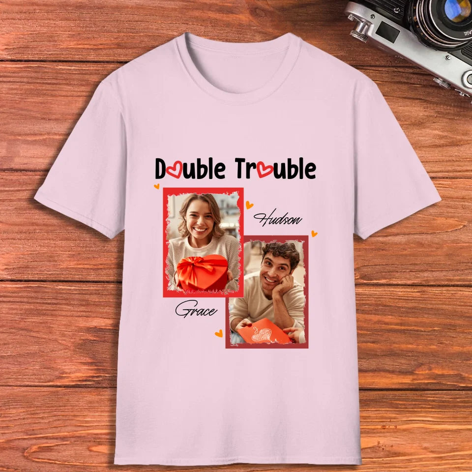 Double Trouble With Frames Photo - Personalized Gifts For Couple - Unisex T-Shirt