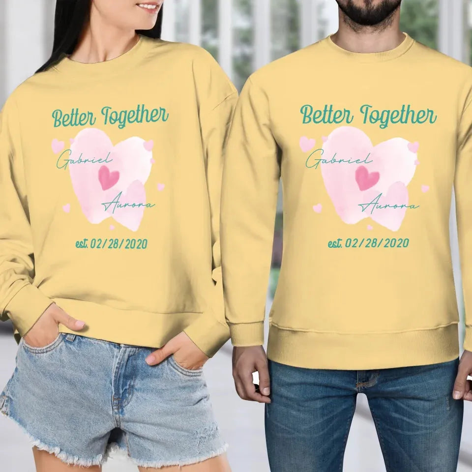 Better Together With Heart Decoration - Personalized Gifts For Couple - Unisex Sweater