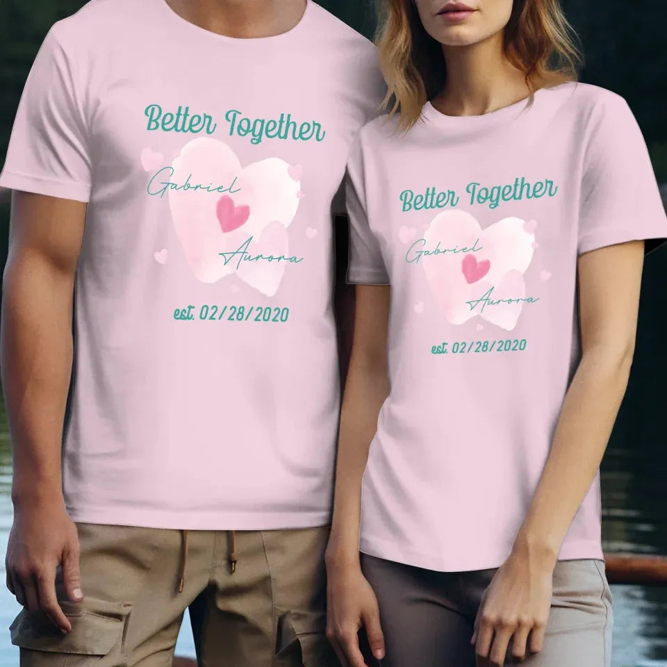 Better Together With Heart Decoration - Personalized Gifts For Couple - Unisex T-Shirt