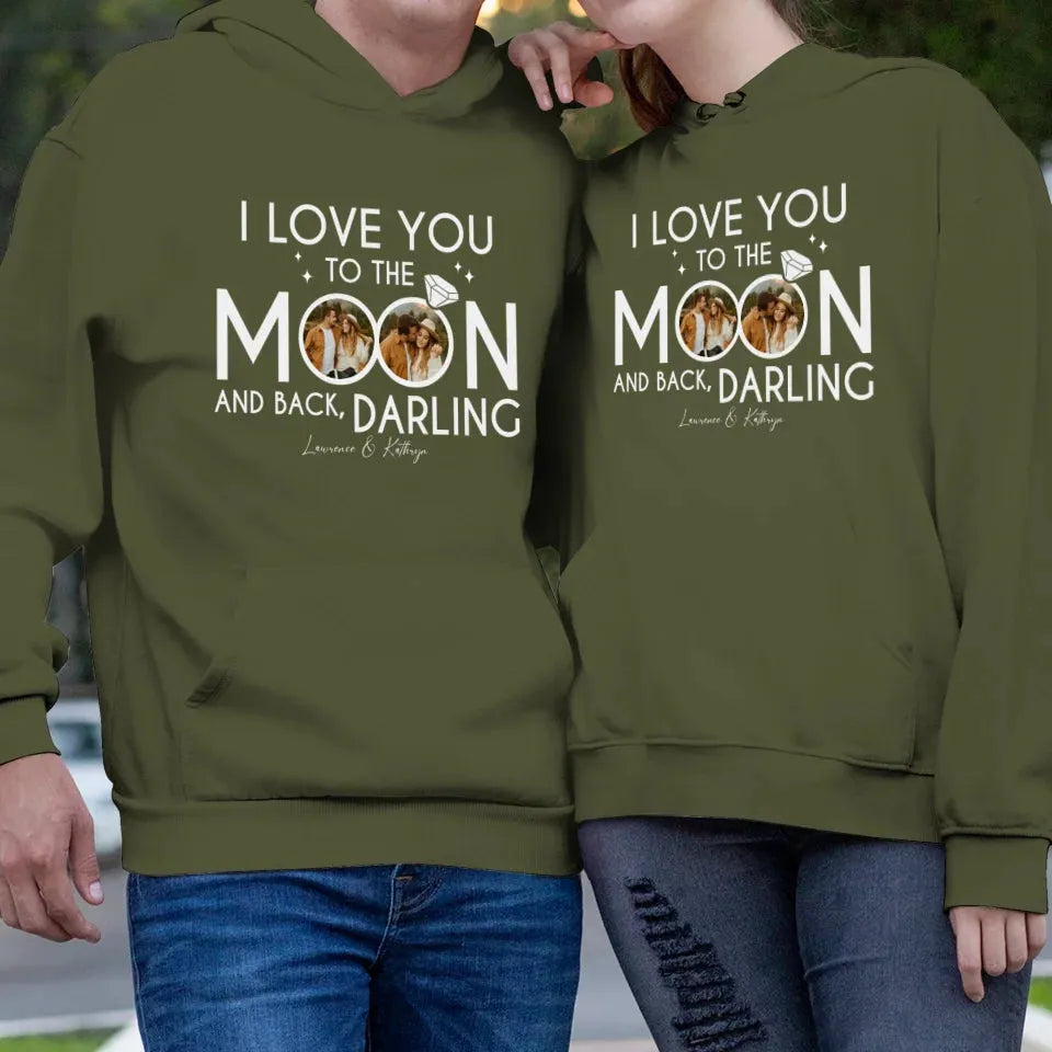 I Love You To The Moon And Back - Personalized Gifts For Couple - Unisex Hoodie