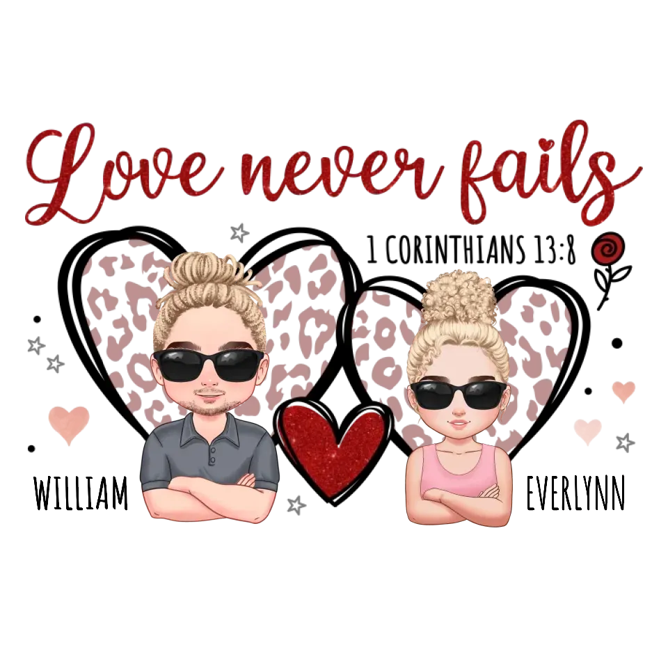 Love Never Fails - Personalized Gifts For Couple - Unisex Hoodie