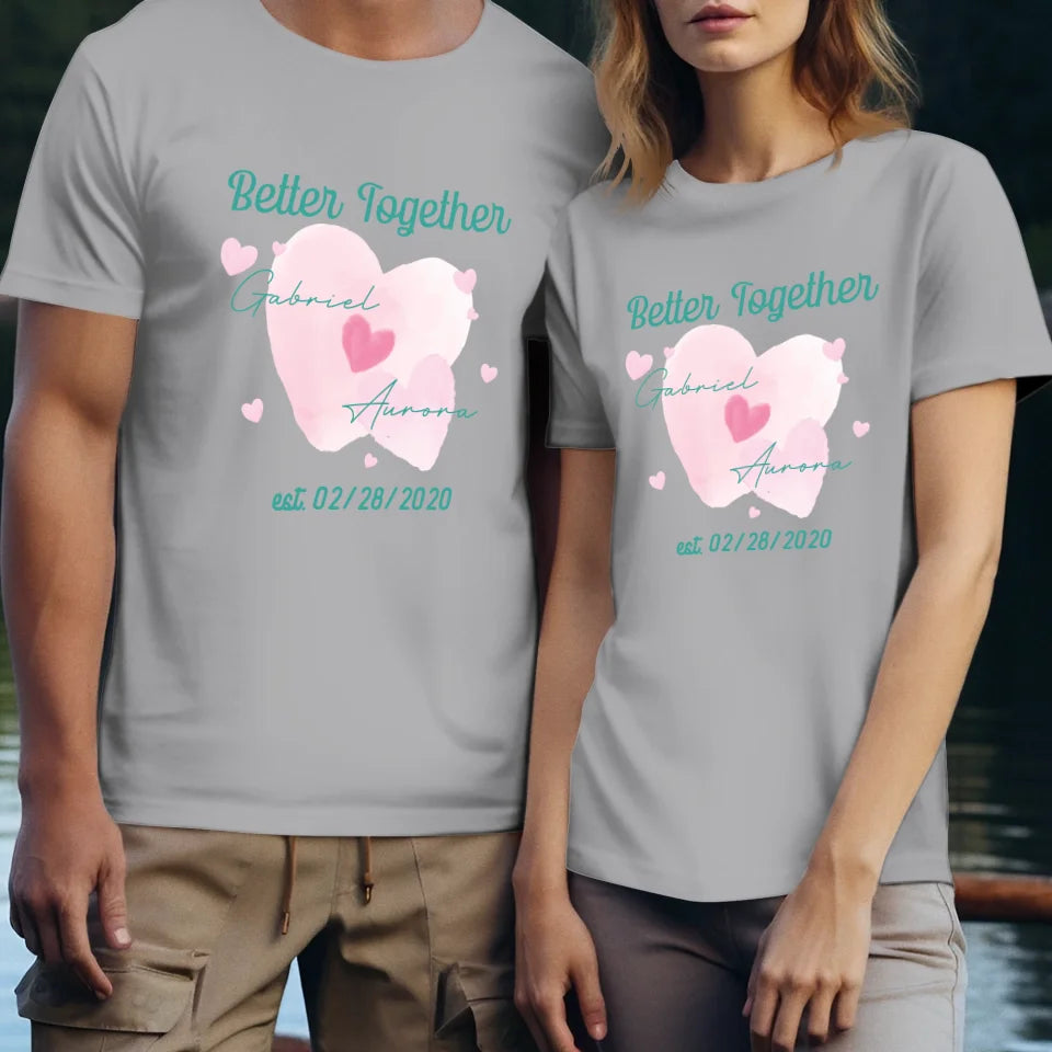 Better Together With Heart Decoration - Personalized Gifts For Couple - Unisex T-Shirt