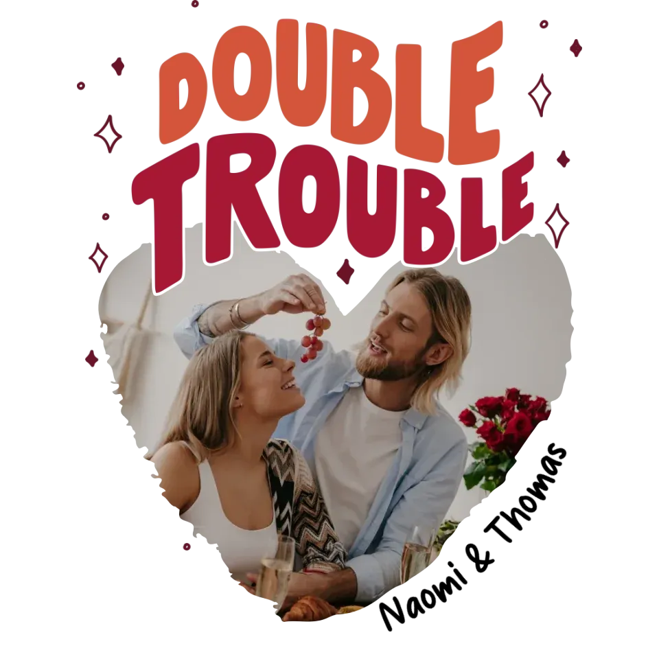 Double Trouble With Heart Frames  - Personalized Gifts For Couple - Unisex T-Shirt