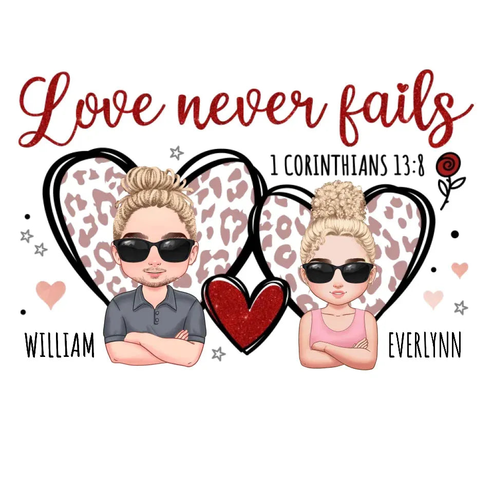 Love Never Fails - Personalized Gifts For Couple - Unisex Hoodie