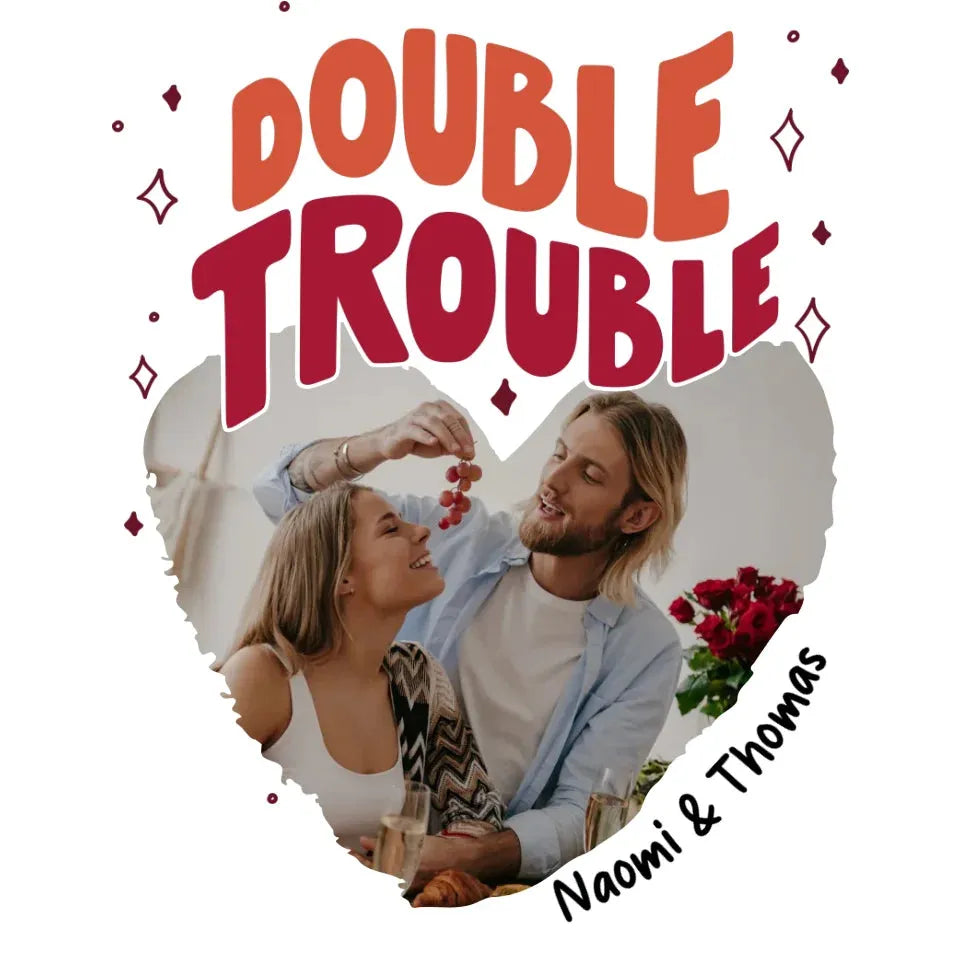 Double Trouble With Heart Frames  - Personalized Gifts For Couple - Unisex T-Shirt