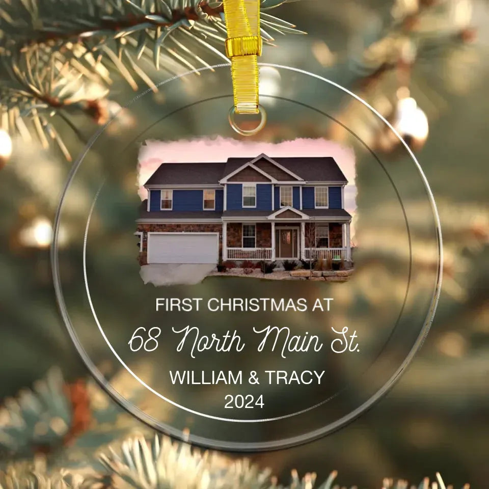 Custom Photo First Christmas At New Home Couple Family - Personalized Gifts For Couple - Ornament