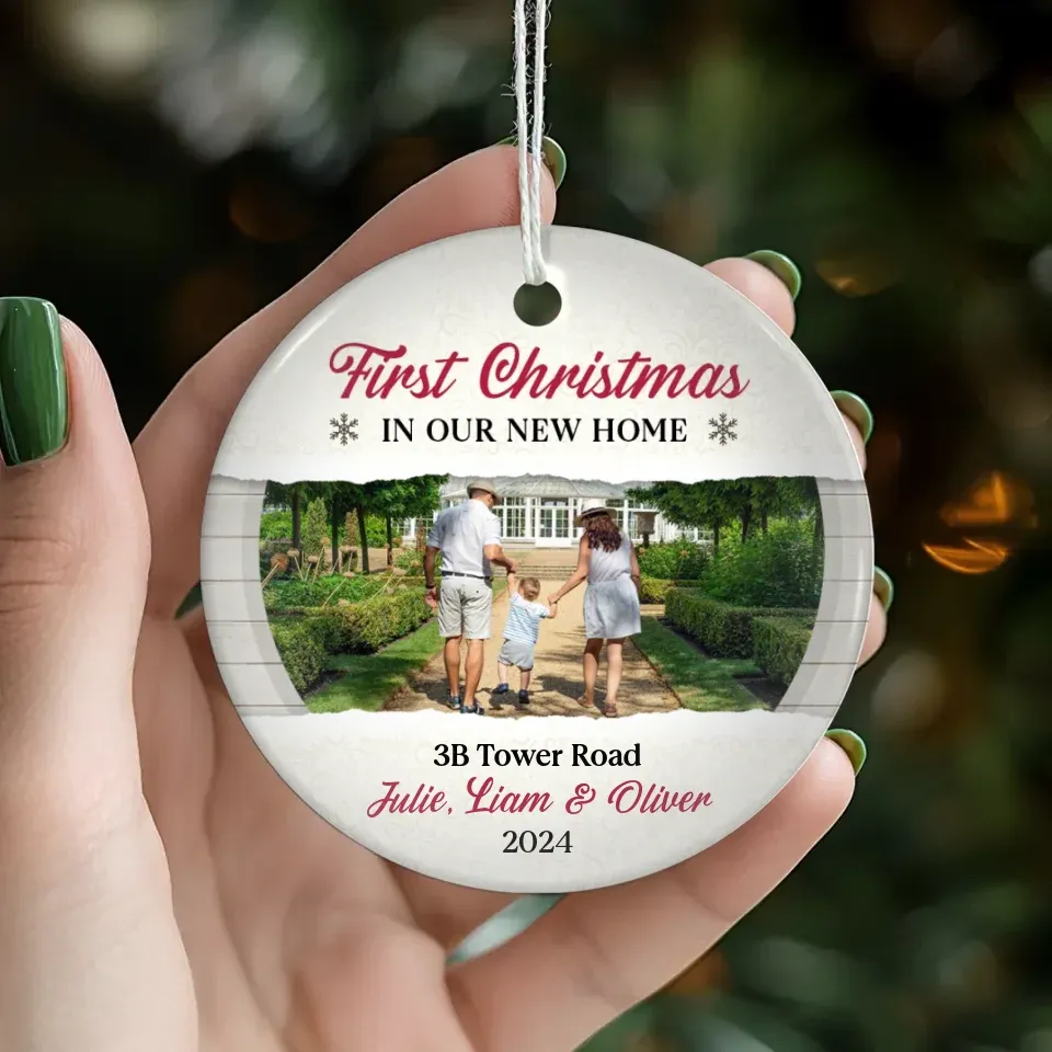 Custom Photo First Christmas In Our New Home - Personalized Gifts For Couple - Ornament