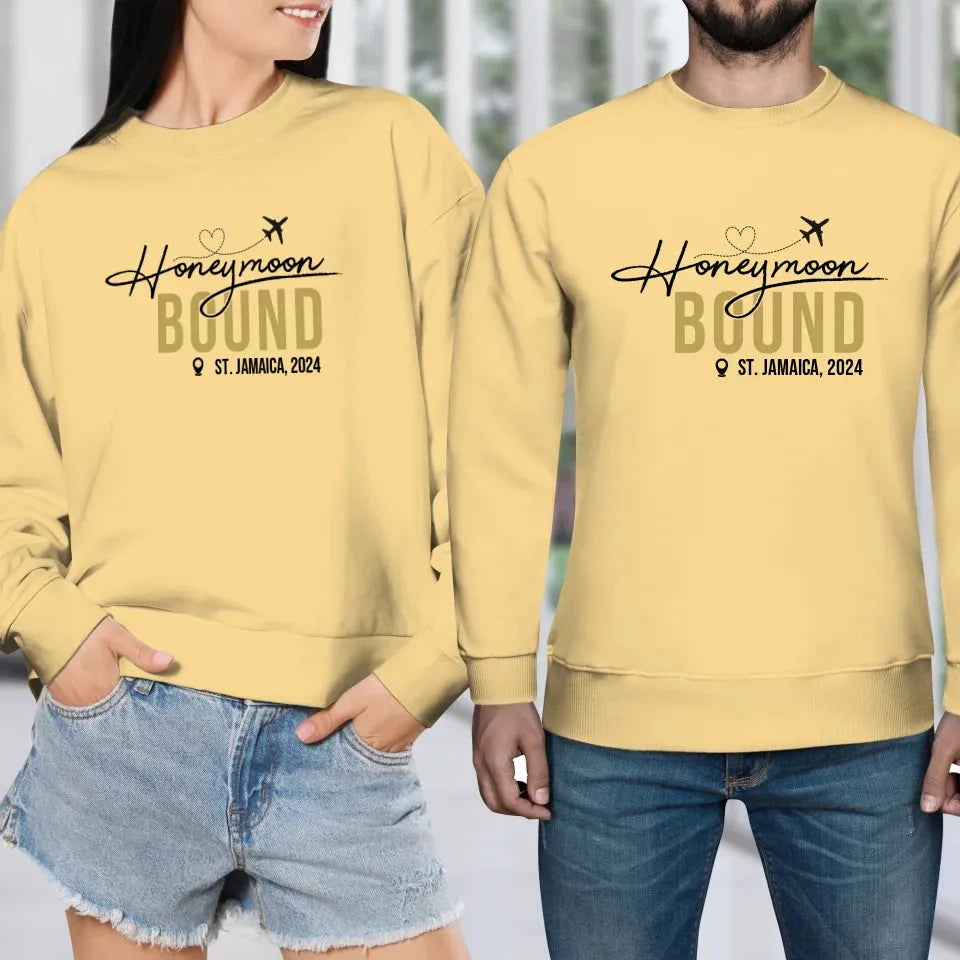 Golden Honeymoon Bound - Personalized Gifts For Couples - Unisex Sweater