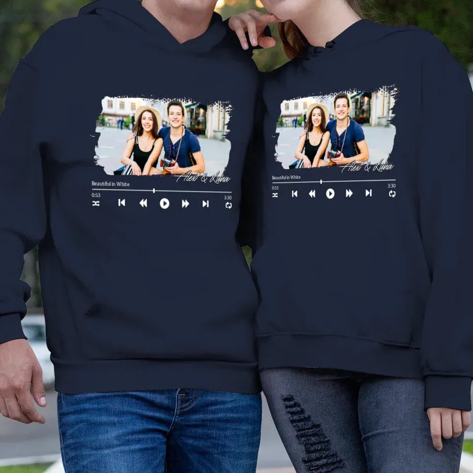 Beautiful In White Photo Couple - Personalized Gifts For Couple - Unisex Hoodie