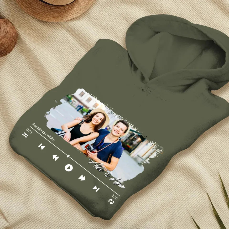 Beautiful In White Photo Couple - Personalized Gifts For Couple - Unisex Hoodie