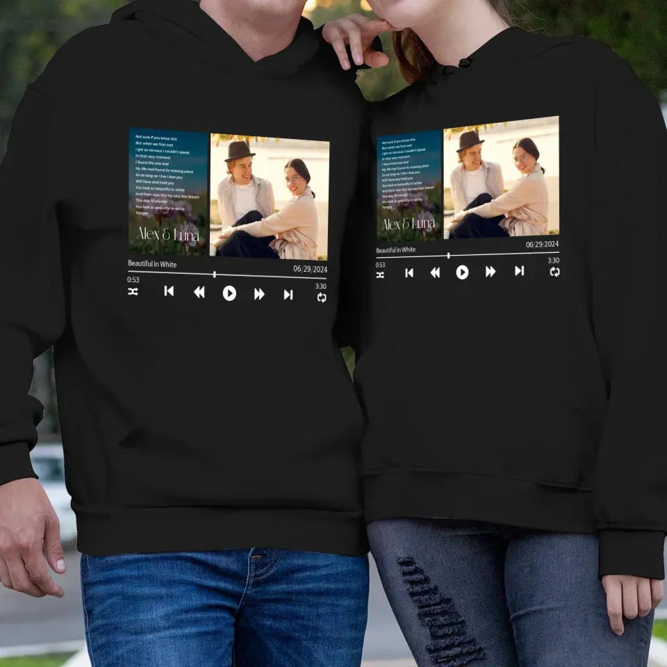 Beautiful In White Valentine Couple - Personalized Gifts For Couple - Unisex Hoodie