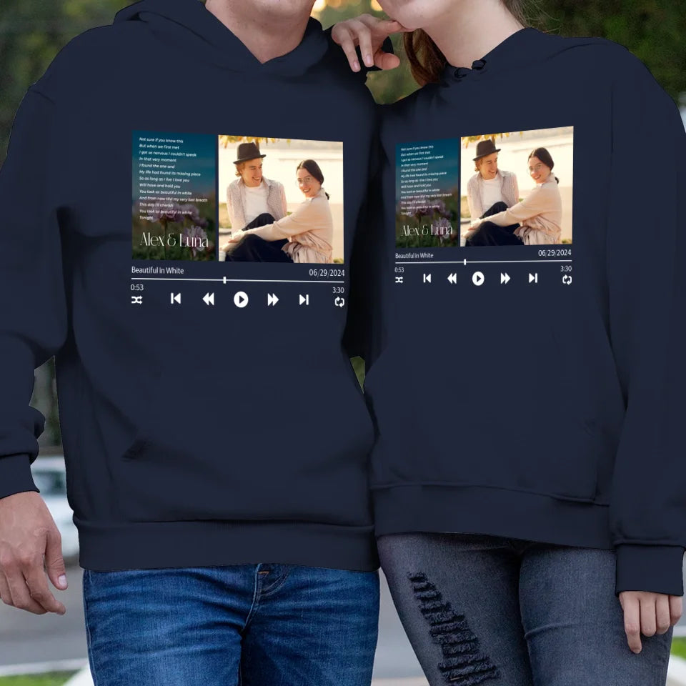 Beautiful In White Valentine Couple - Personalized Gifts For Couple - Unisex Hoodie