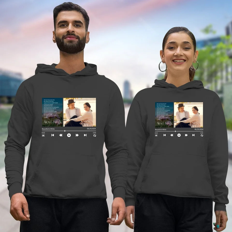 Beautiful In White Valentine Couple - Personalized Gifts For Couple - Unisex Hoodie